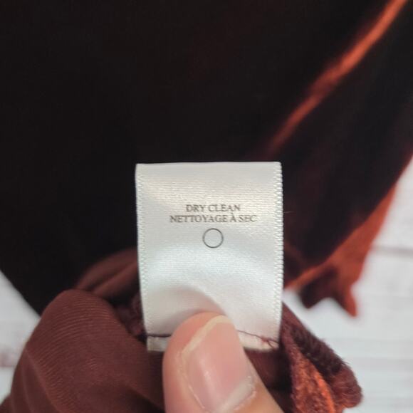 A.L.C. Miller Crushed Velvet Cowl Neck Top Sz 0 Soft Cognac Brown Dolman Sleeve - Picture 5 of 9